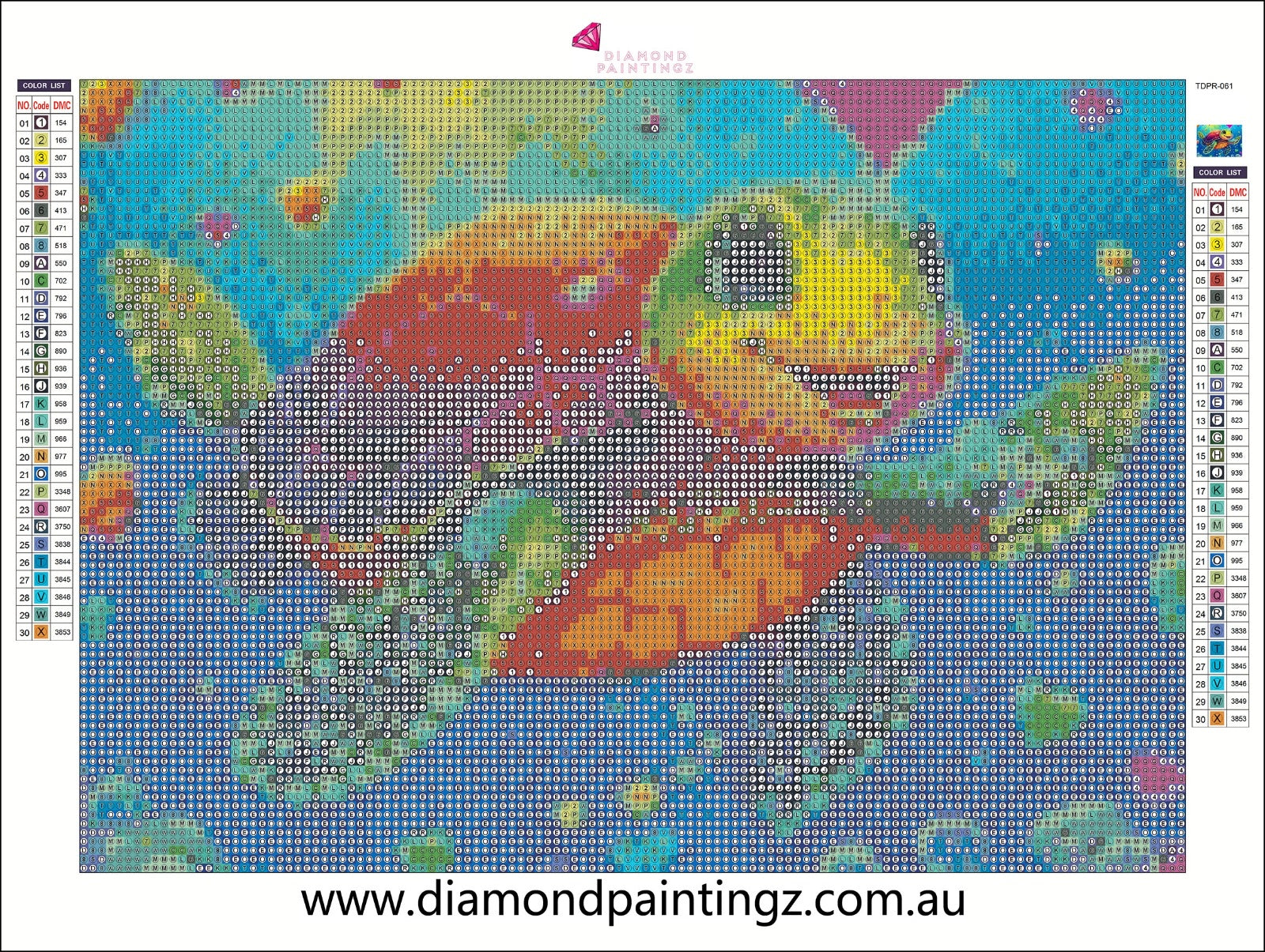 Two Sea Turtle in the Ocean, Diamond Painting