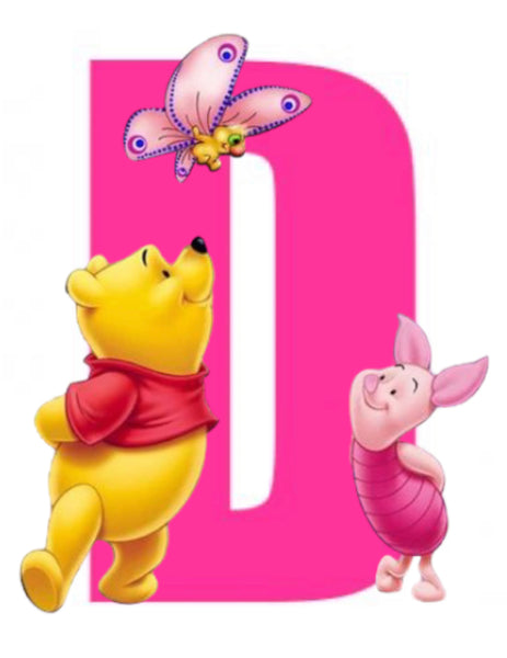 Alphabet Pooh Bear Letter D pink girl * Pre Order (Made to order) … - Full Coverage of Diamonds